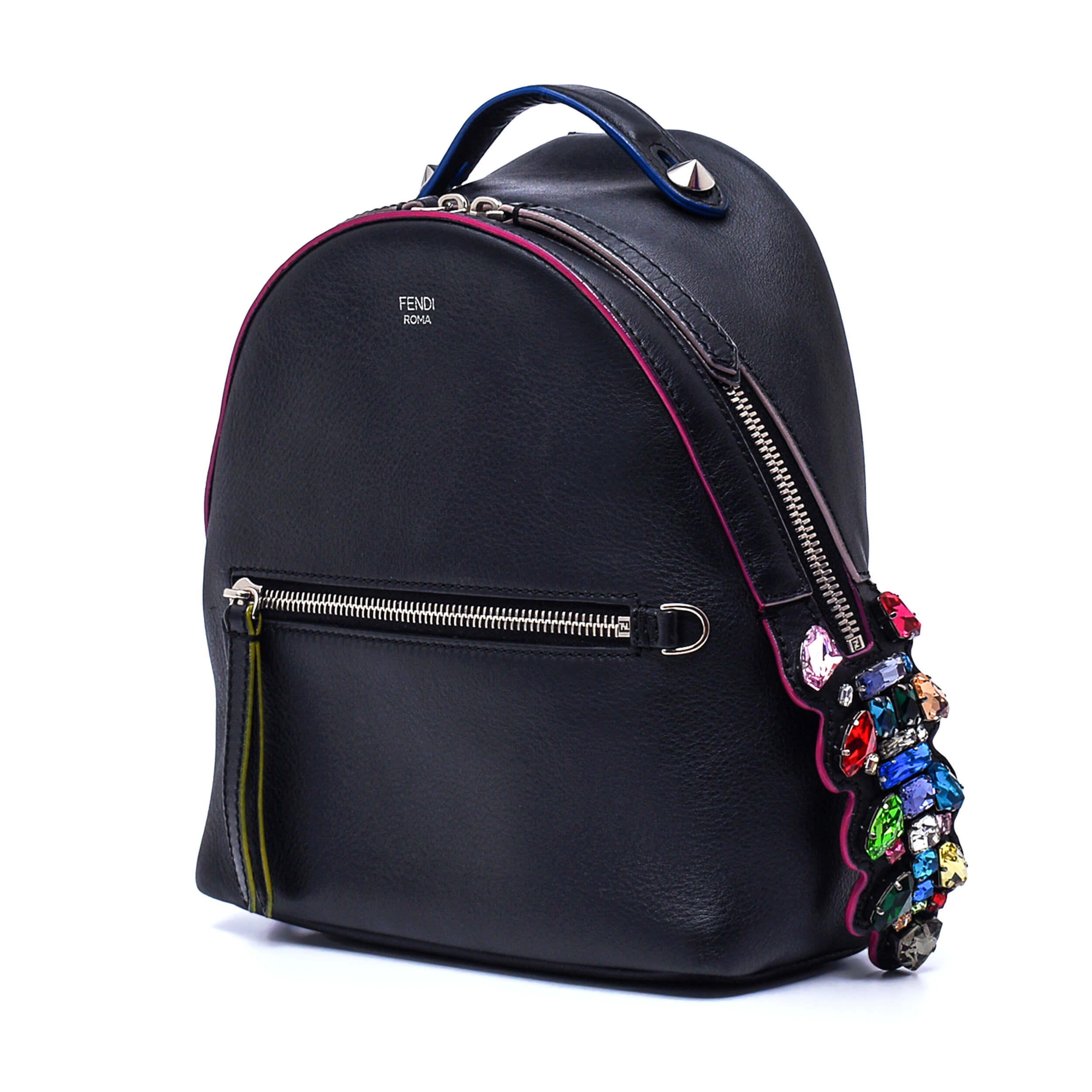 Fendi - Black Leather Crystal Embellished By The Way Mini Backpack